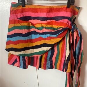 Colorful Striped Wrap Skirt